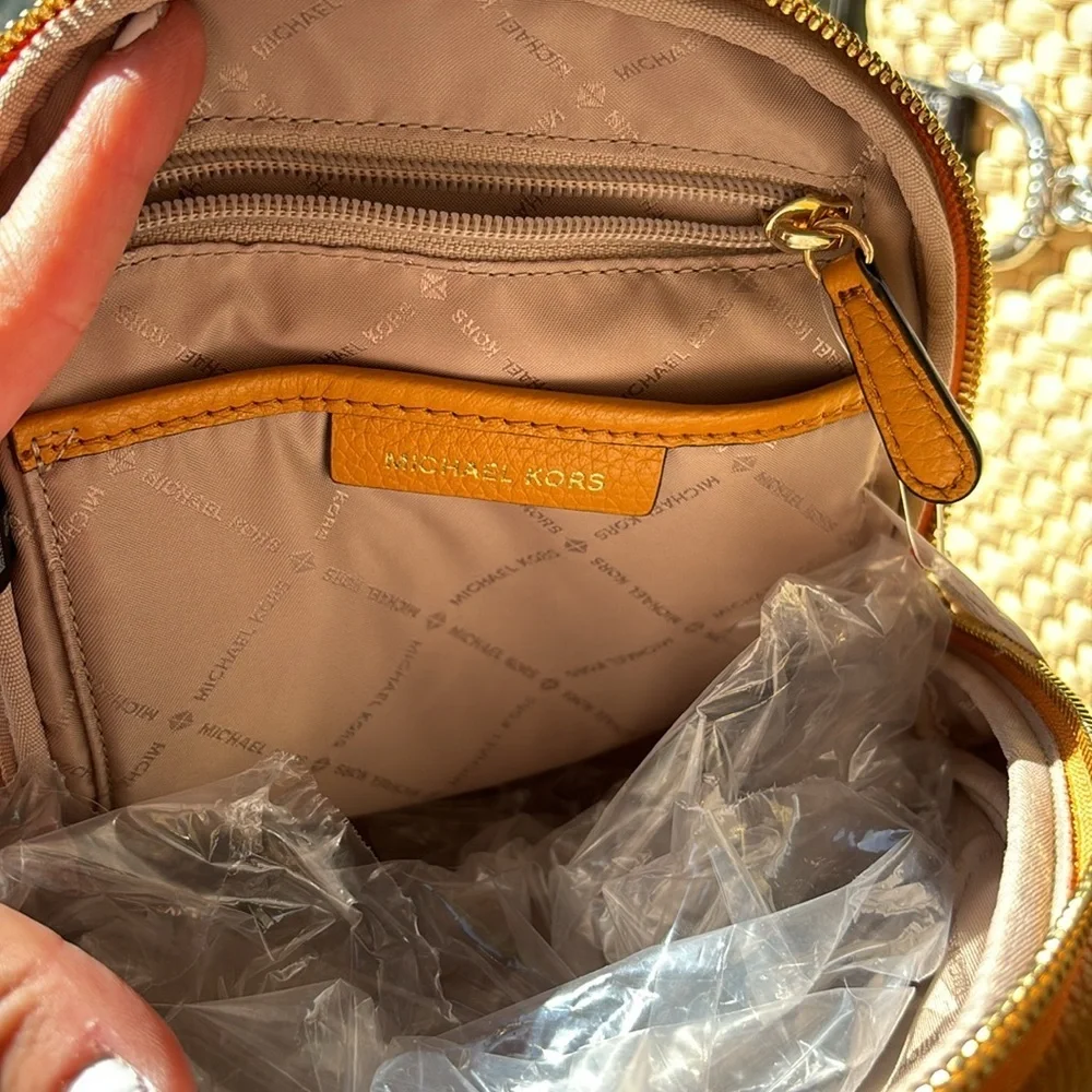 Michael Kors Erin Leather Convertible Sling to Mini Backpack in Marigold NWT